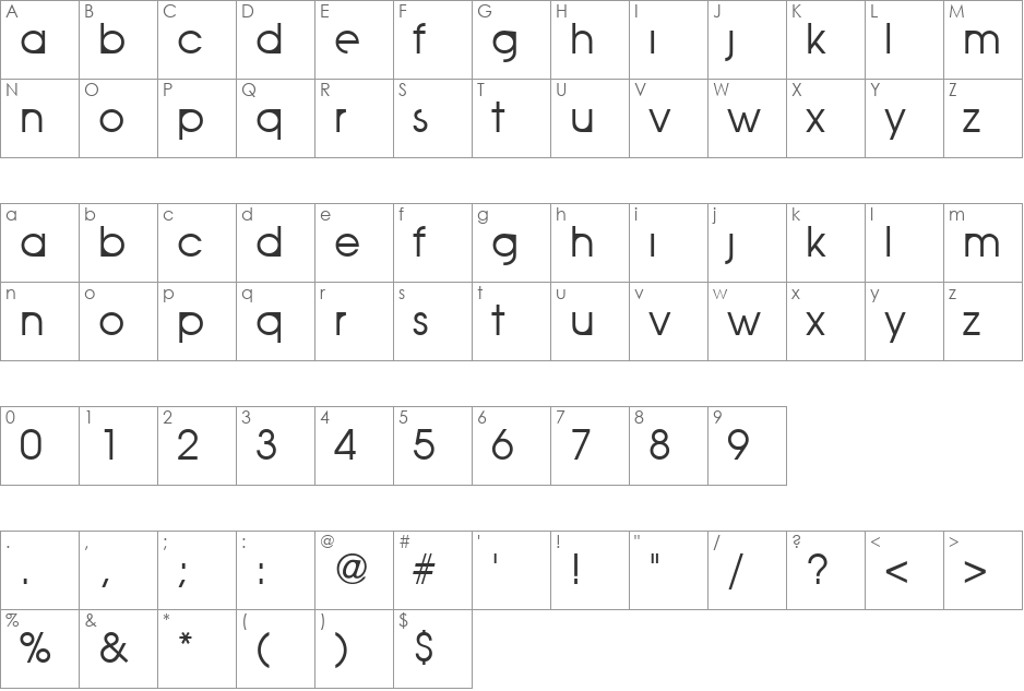 Seraphic Organism font character map preview