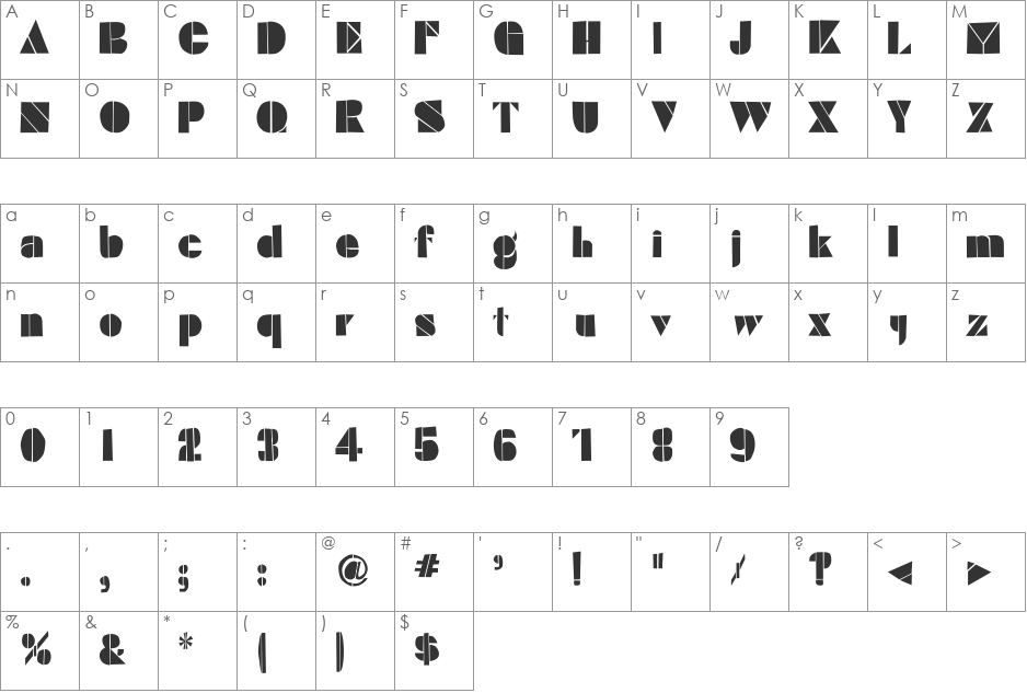 AdLib font character map preview