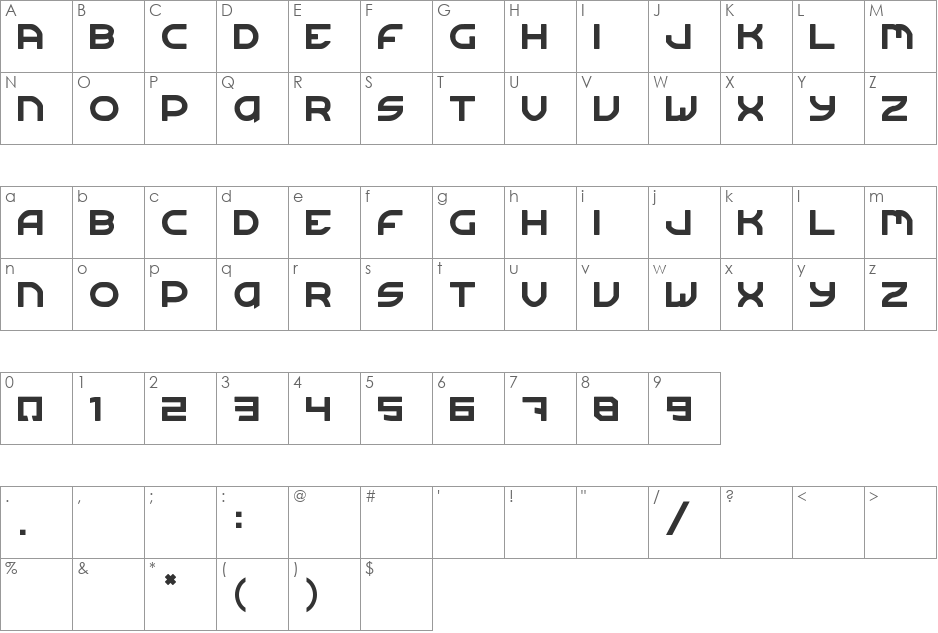 Sergeant TechnicFont 2 font character map preview