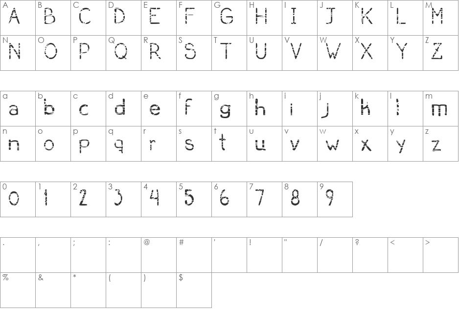 serial killer font character map preview