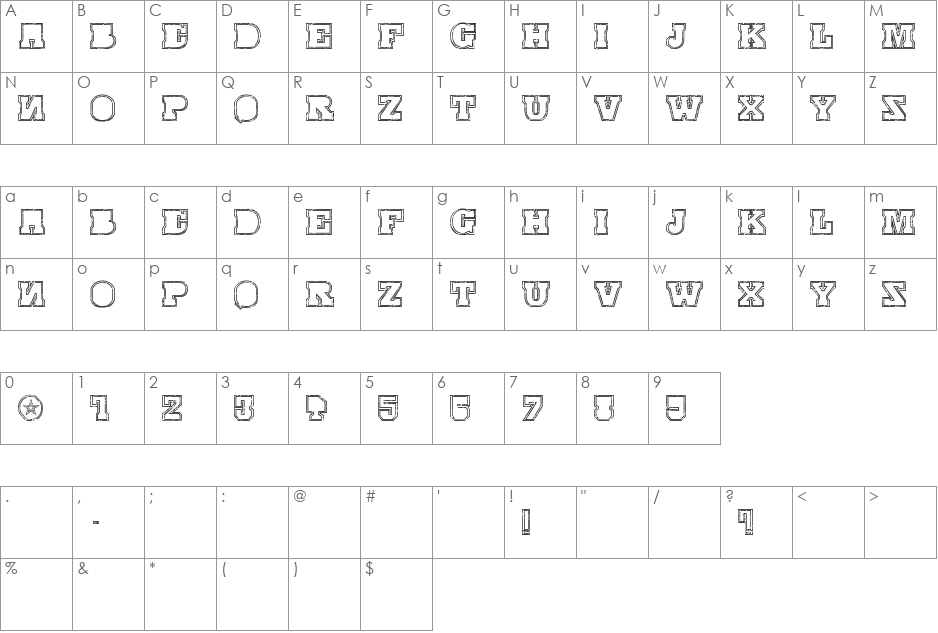 SERIAL-MKV1- font character map preview