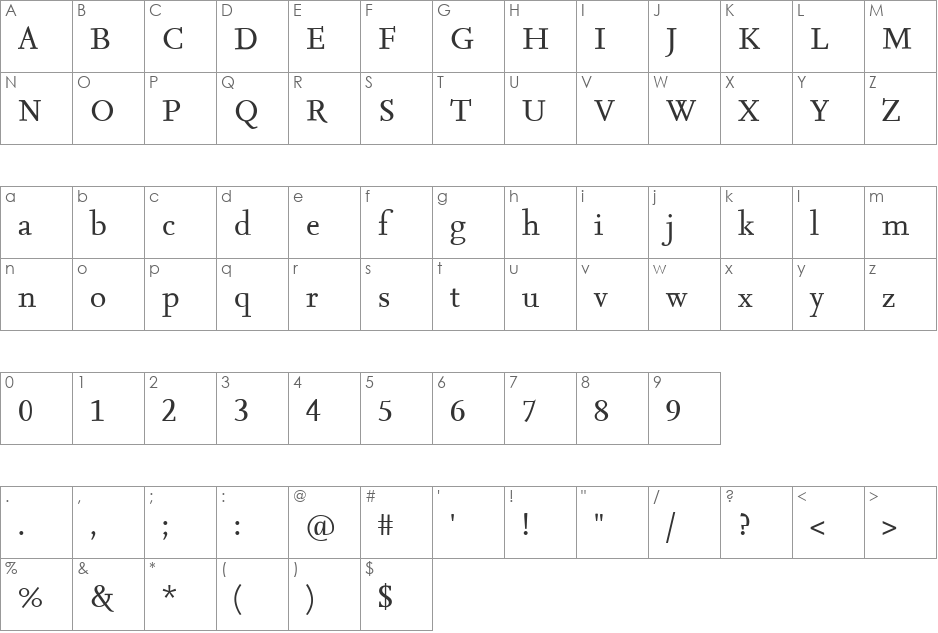 SeriaLF-Regular font character map preview