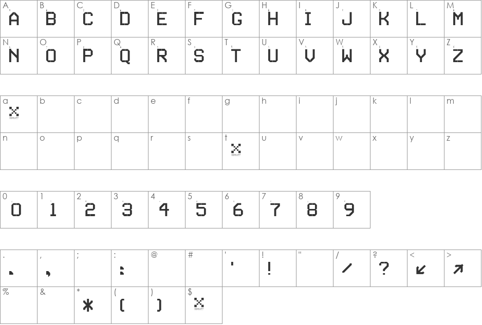 SERIESA font character map preview