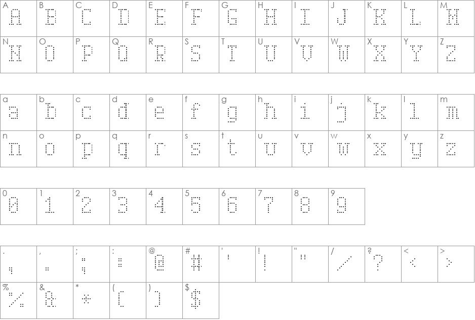 Serif Dot Digital-7 font character map preview