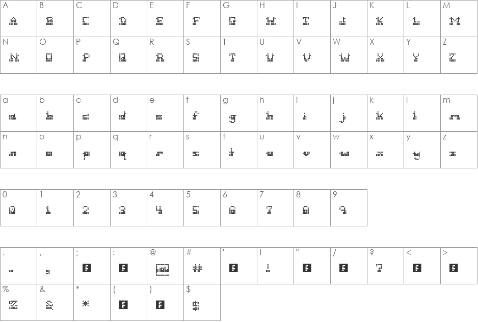 serif mark font character map preview