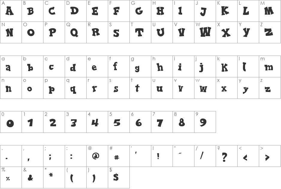 Serifa Comica font character map preview