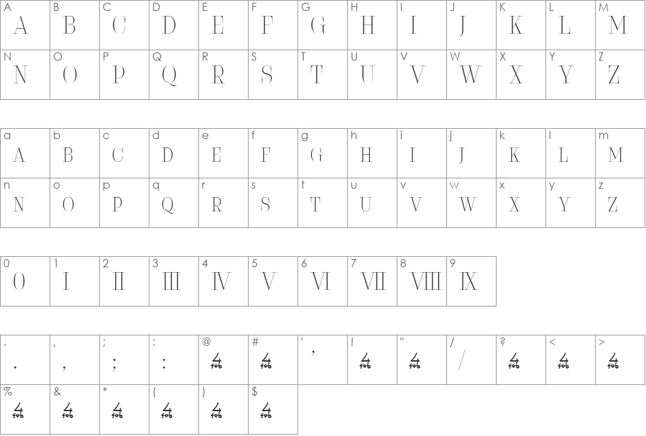 Serifiqo 4F font character map preview