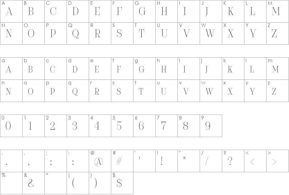 Serifiqo 4F font character map preview