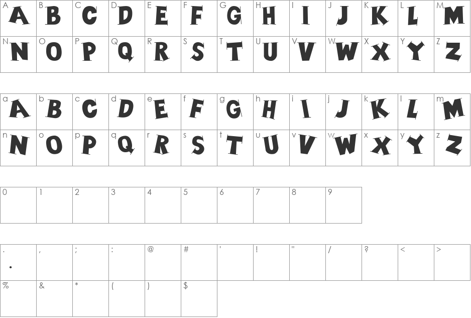 SerifsCaps font character map preview