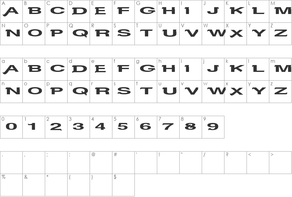 Serifvetika font character map preview