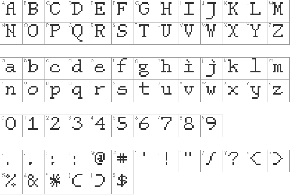 serif_v01 font character map preview