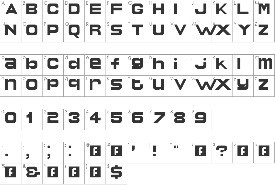 Serioucity 3 font character map preview