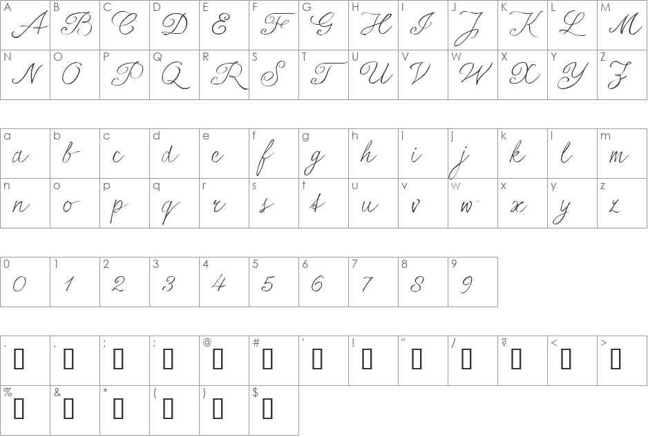 seriousSally_Broad_Trial font character map preview