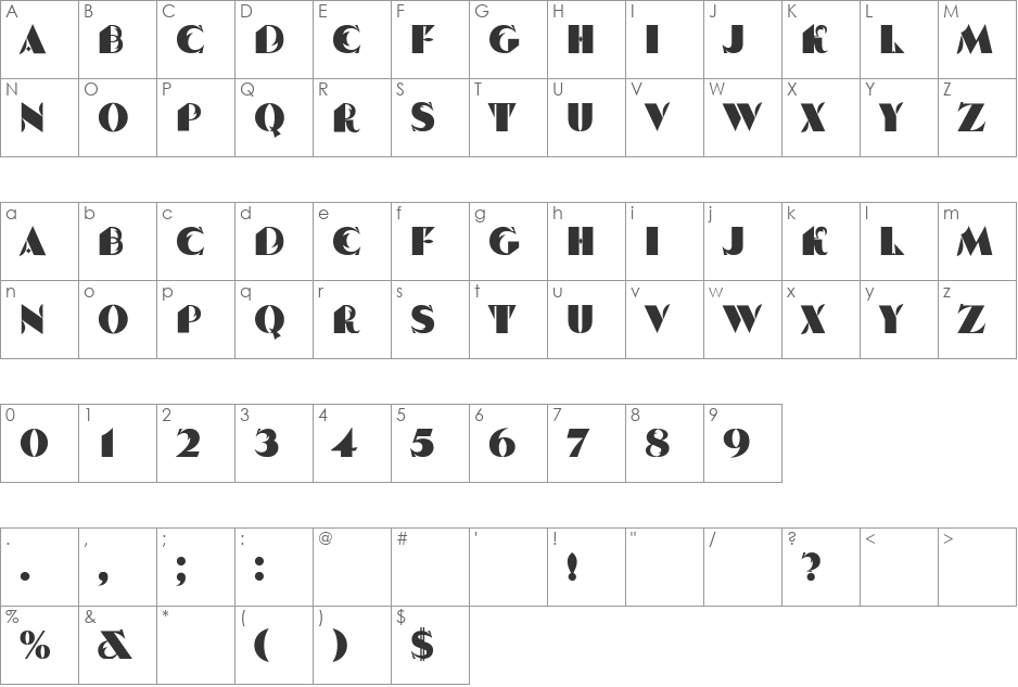 Serp And Molot font character map preview
