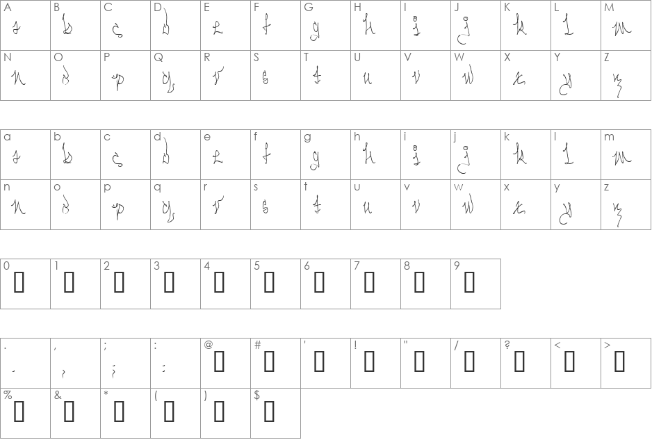 Serpent Knotform font character map preview