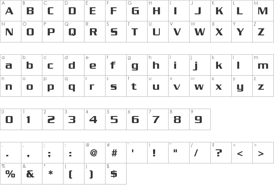 Serpentine-Medium font character map preview