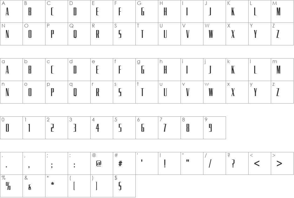 SerpentineComDBol font character map preview