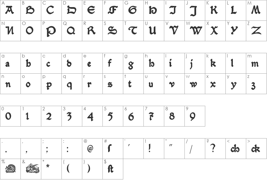 SerpentisBlack font character map preview