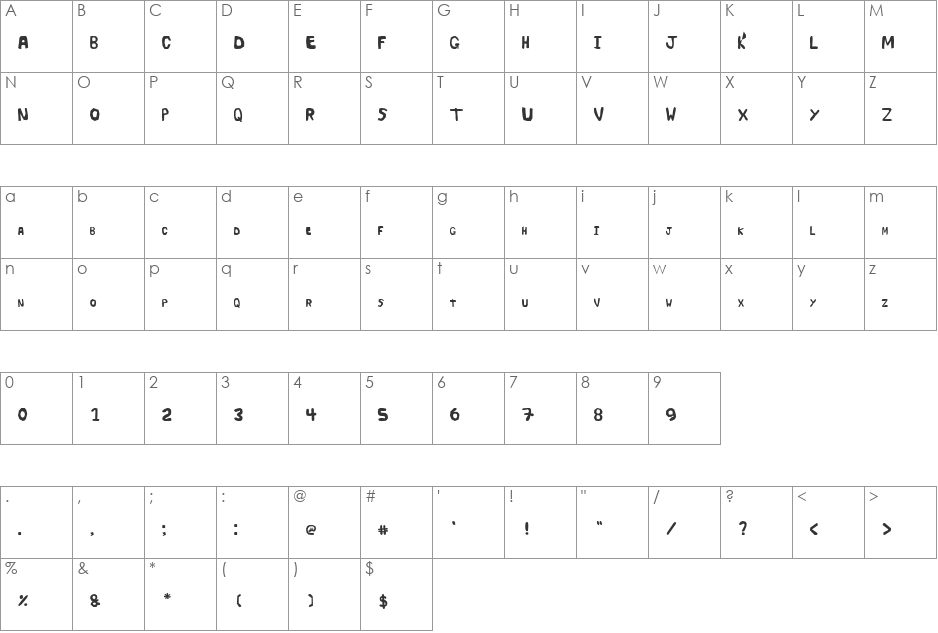 Serta font character map preview