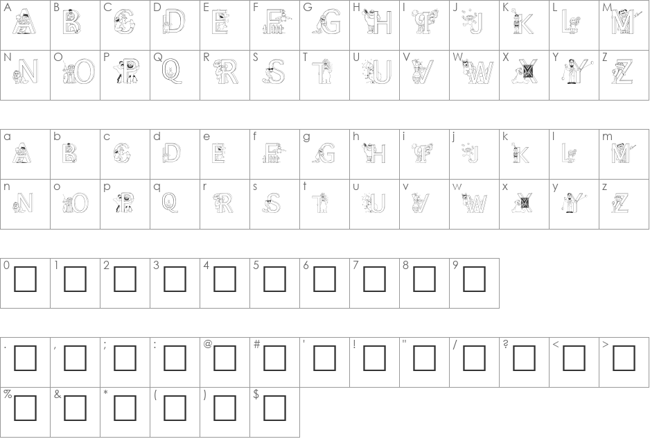 Sesame Street font character map preview