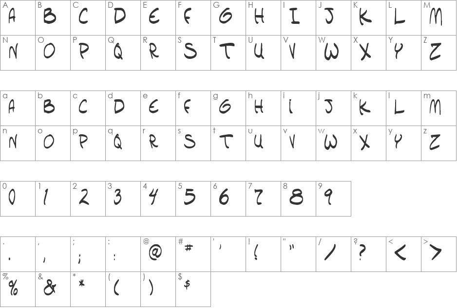 setlist  TBS font character map preview