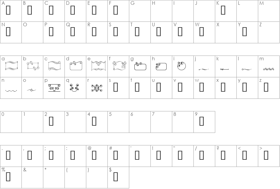 Settings font character map preview