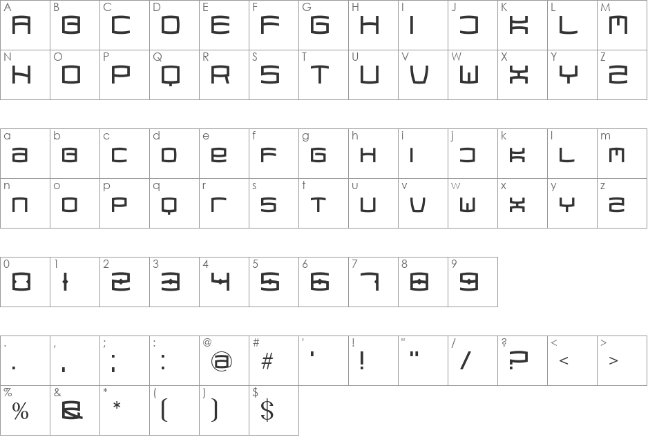 BAS-CELIK_K font character map preview