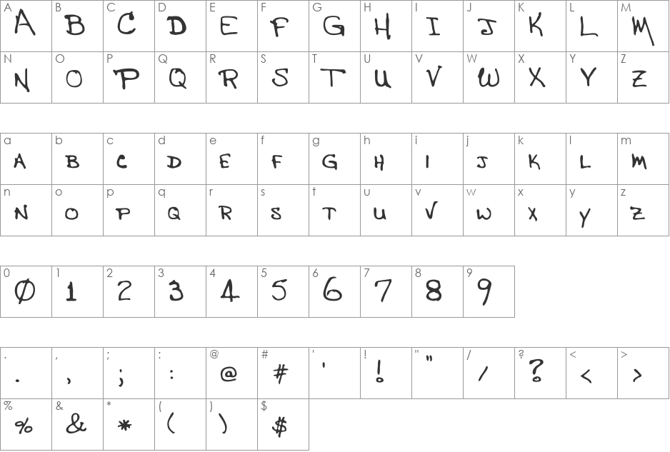Sewell font character map preview
