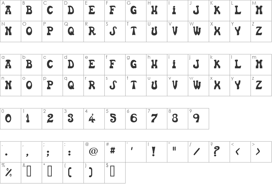Basc font character map preview