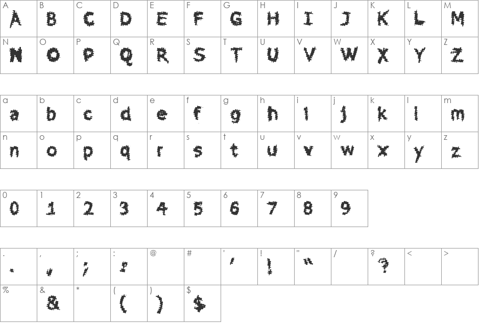 Sewer Sys font character map preview
