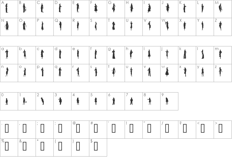 Sewing Patterns 2 font character map preview