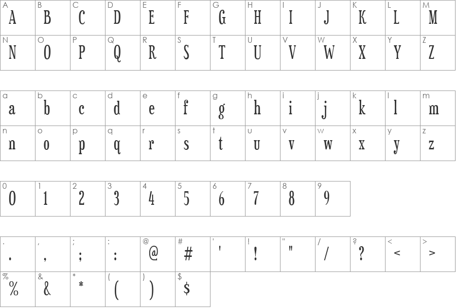 Sexsmith font character map preview