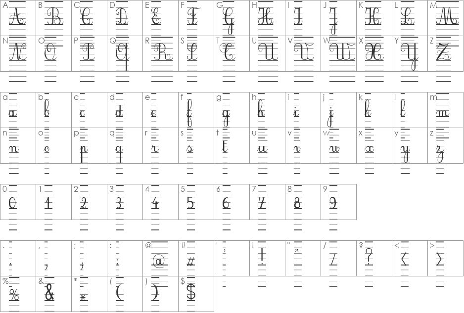 SeyesBDE font character map preview