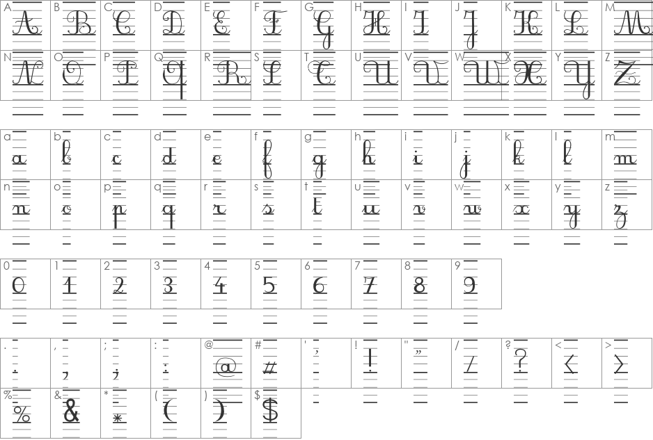 SeyesBDL font character map preview
