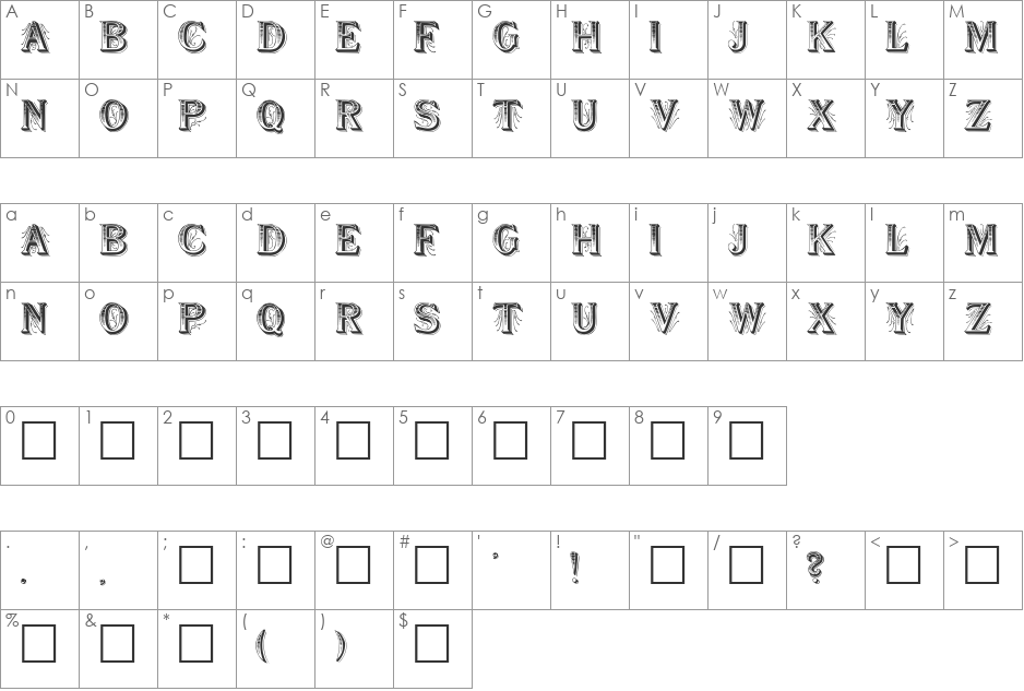 SEYMOUR font character map preview
