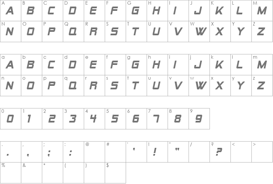 SF Alien Encounters font character map preview