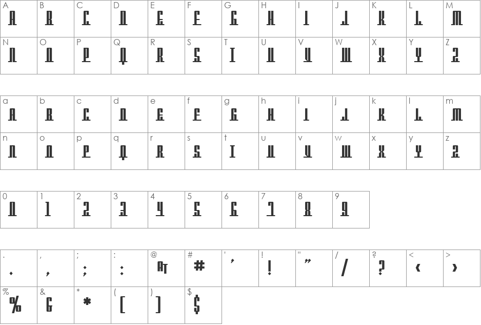 SF Americana Dreams SC Upright font character map preview