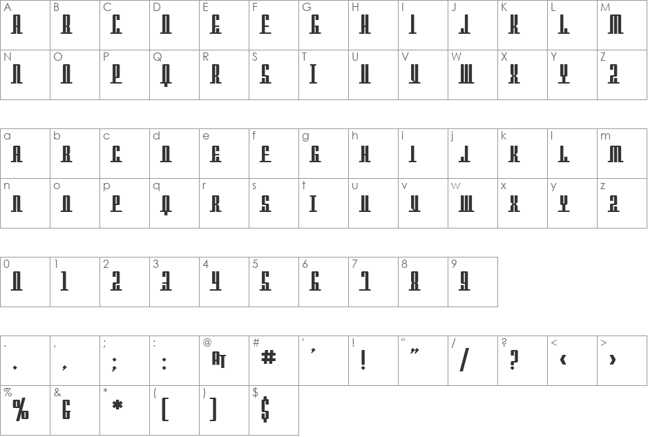 SF Americana Dreams SC Upright font character map preview