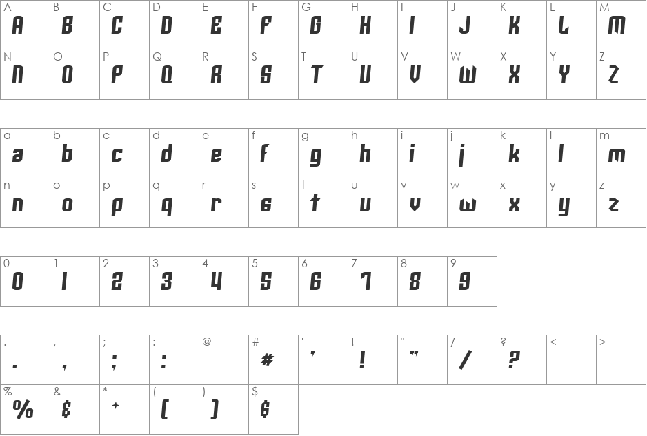 SF Archery Black Rounded font character map preview