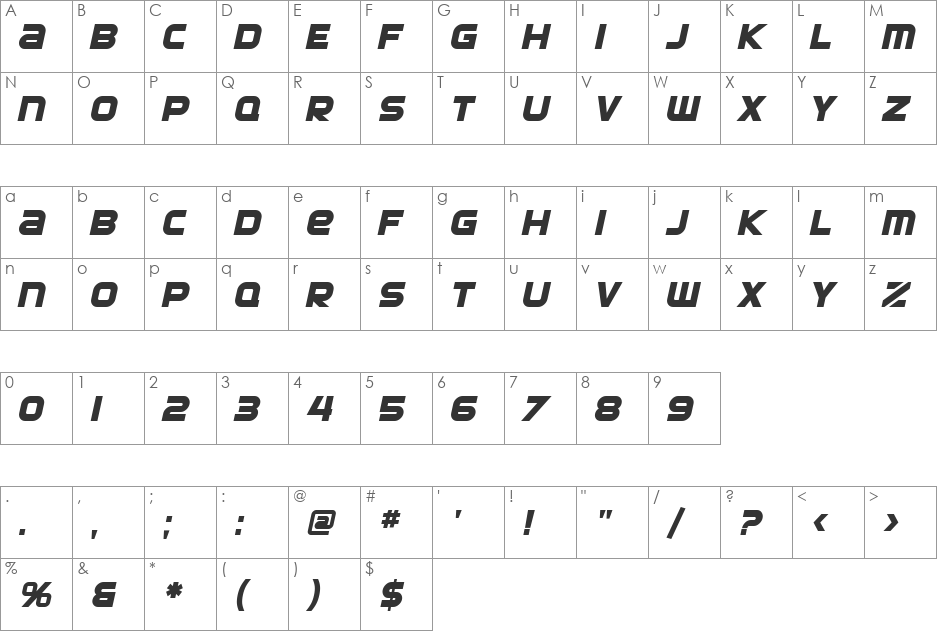 SF Automaton font character map preview