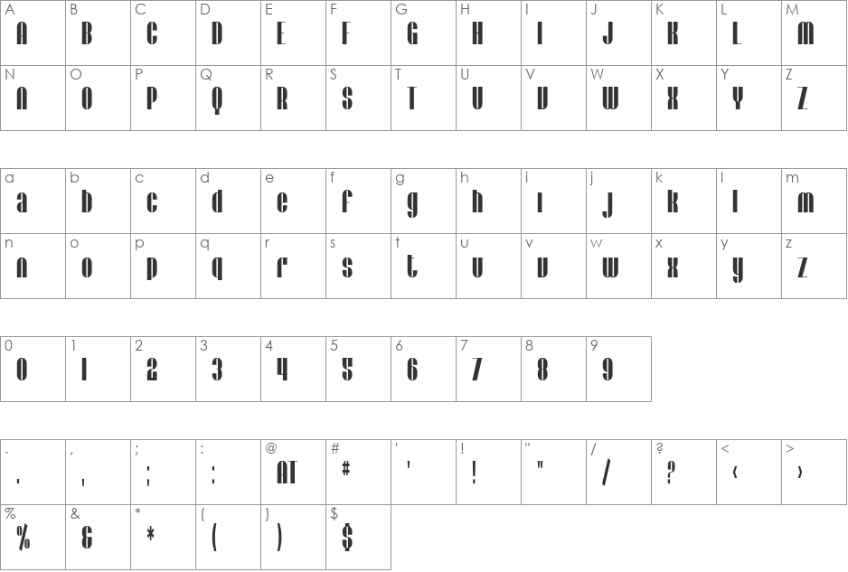 SF Baroquesque Extended font character map preview