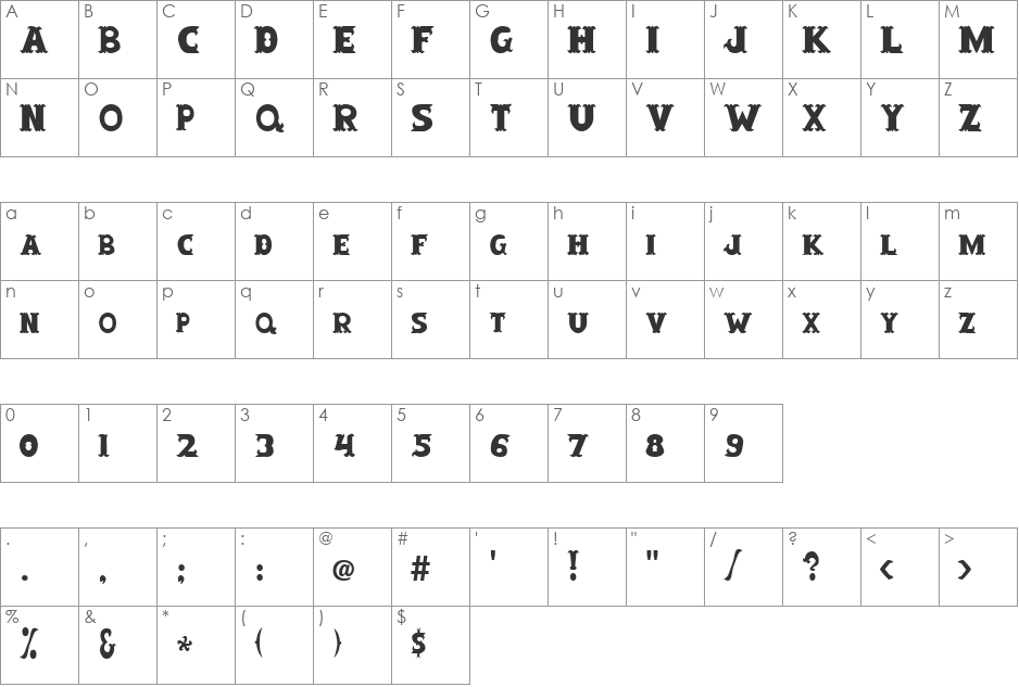 Base:Thanksgiving font character map preview