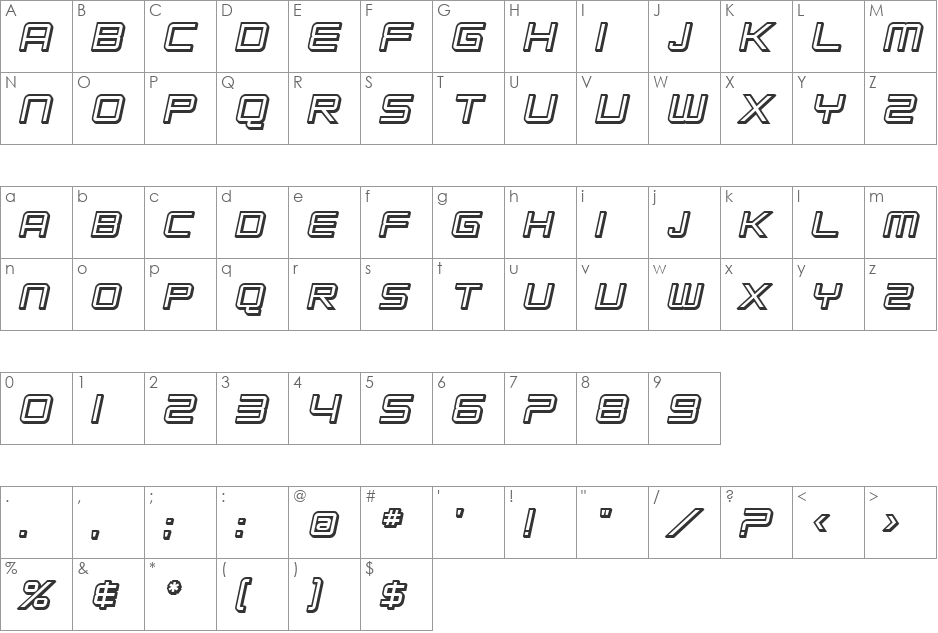 SF Chromium 24 SC font character map preview