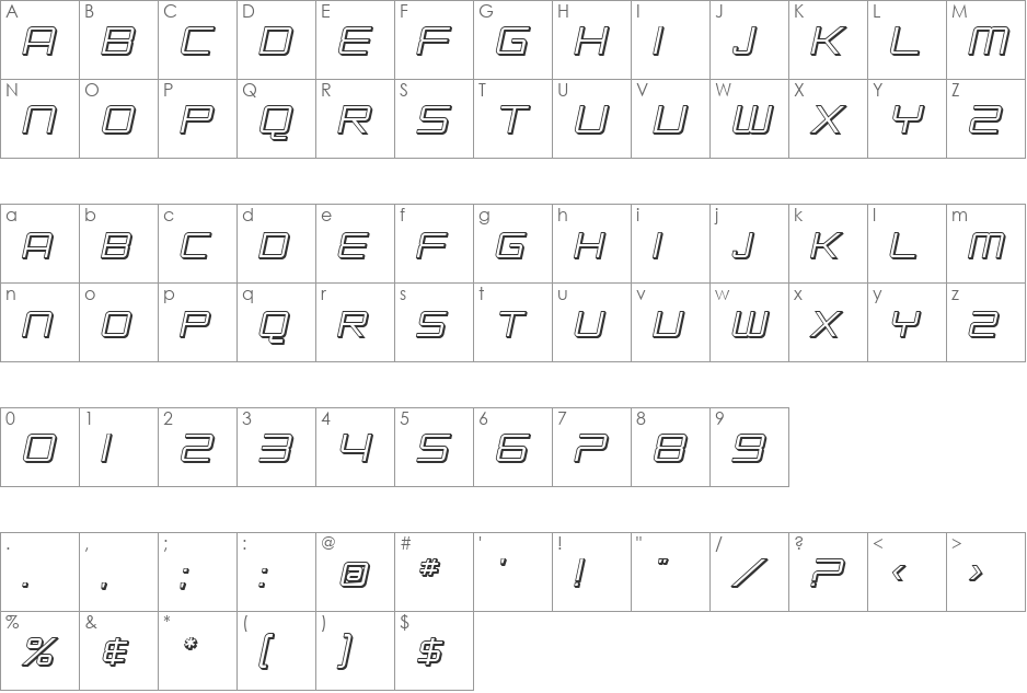 SF Chromium 24 SC font character map preview