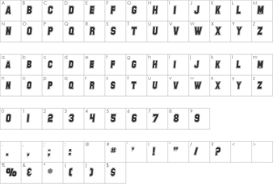 SF Collegiate Solid font character map preview