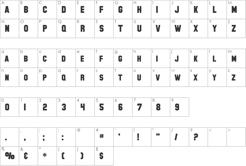 SF Collegiate Solid font character map preview