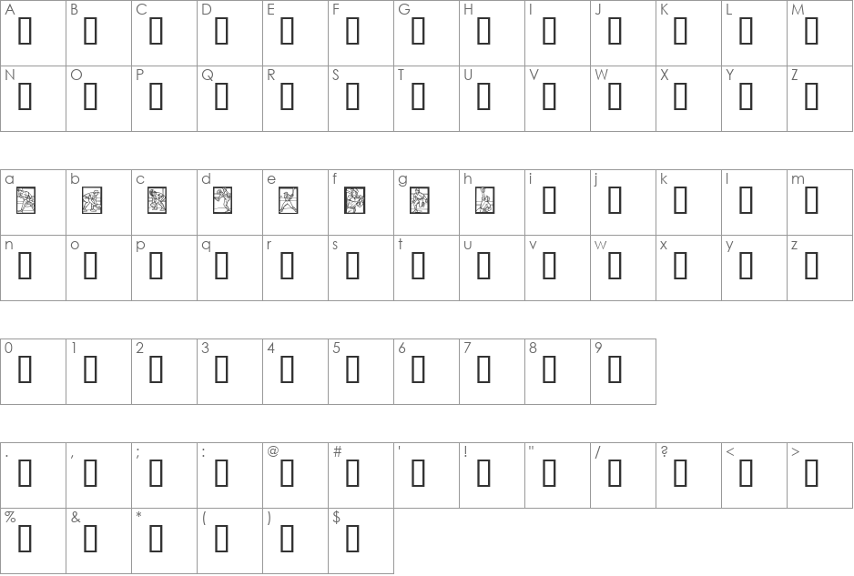 Baseball font character map preview