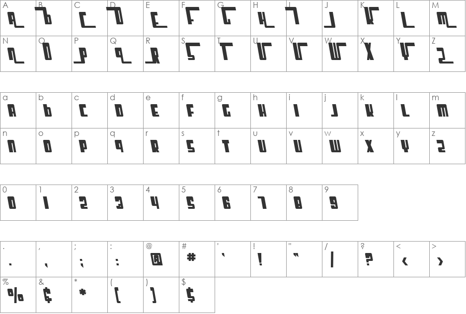 SF Cosmic Age font character map preview