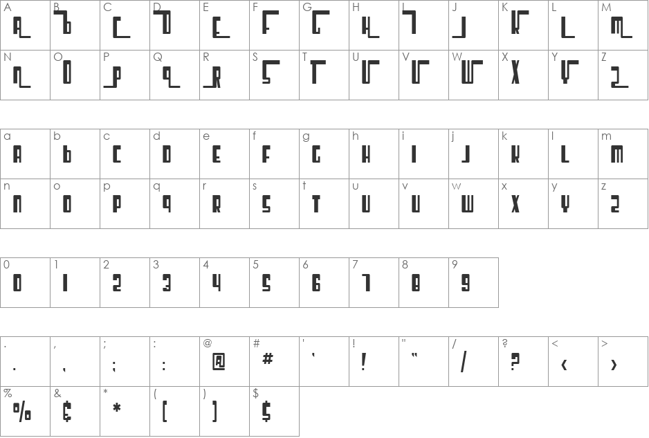 SF Cosmic Age Condensed font character map preview