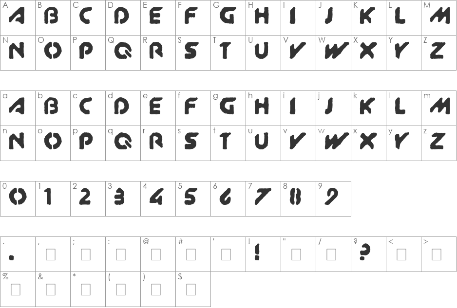 AdLib font character map preview